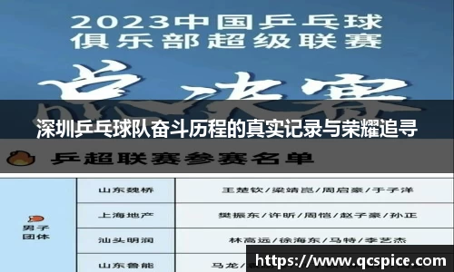 深圳乒乓球队奋斗历程的真实记录与荣耀追寻
